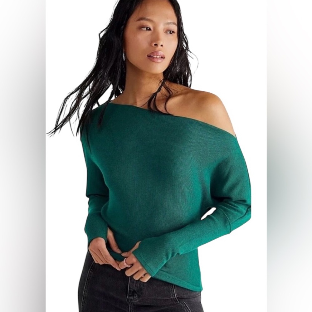 Free People Green Off-Shoulder Top